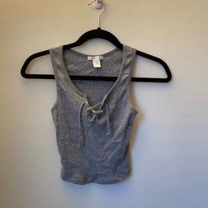 Gray lace up tank top